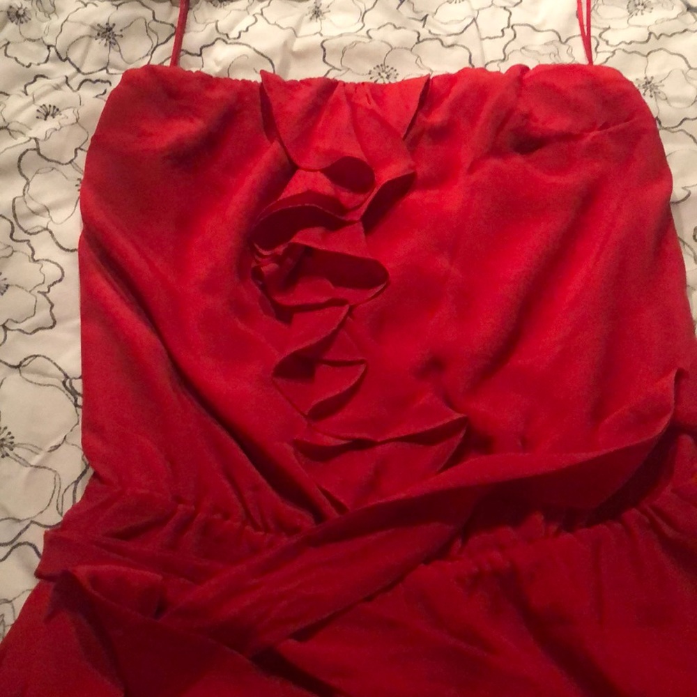 Express Strapless Red Romper With Detachable Sash - image 2